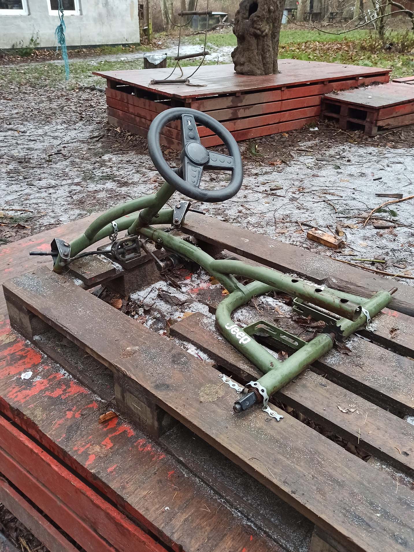 Go-cart on wooden pallet